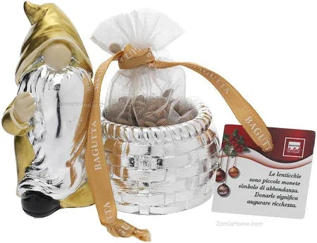 Gnomo Natalizio Con Lenticchie Oro Bagutta