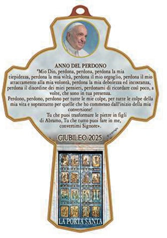 Croce con Foil Oro in Rilievo 10x15cm Giubileo 2025